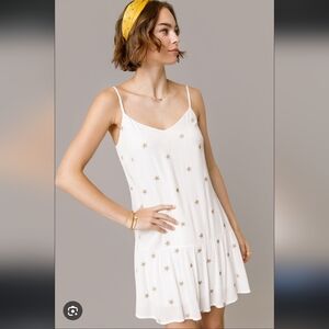 Franchesca White Embroidered Star-Patterned Mini Dress